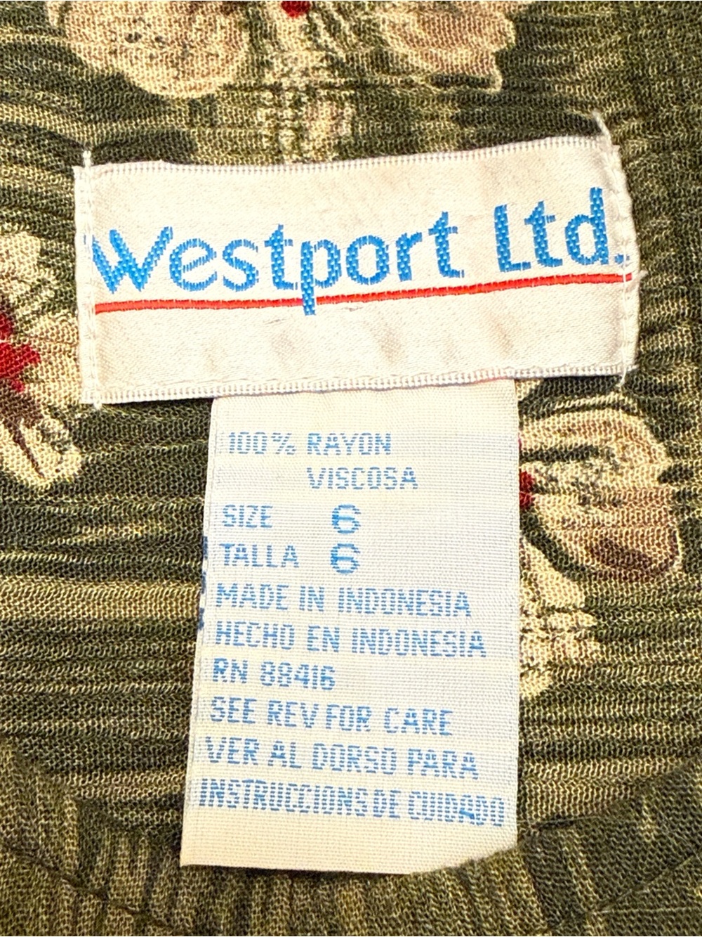 Westport LTD Vintage Green Cream Floral SZ 6 Countrycore Prairie Boho 90’s Dress - Picture 10 of 11